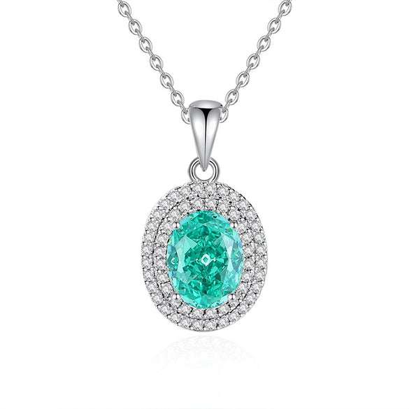 Wholesale Silver Pendant Necklace With Cross Chain Light Luxury Style Cultivation Emerald Gem High Carbon Diamond For Women