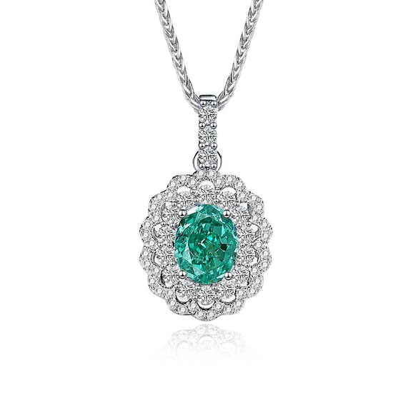 Wholesale Silver Pendant Necklace With Cross Chain Light Luxury Style Cultivation Emerald Gem High Carbon Diamond For Women