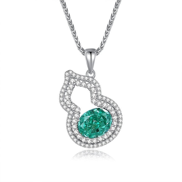 Wholesale Silver Pendant Necklace With Cross Chain Light Luxury Style Cultivation Emerald Gem High Carbon Diamond For Women