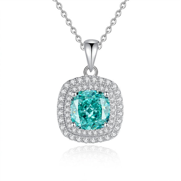Wholesale Silver Pendant Necklace With Cross Chain Light Luxury Style Cultivation Emerald Gem High Carbon Diamond For Women