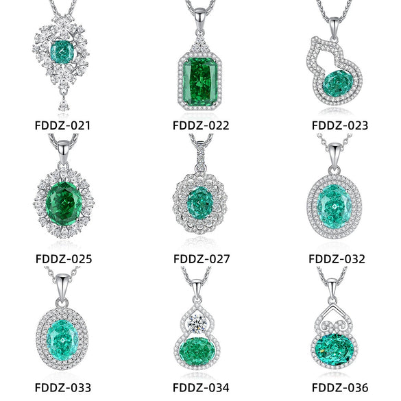 Wholesale Silver Pendant Necklace With Cross Chain Light Luxury Style Cultivation Emerald Gem High Carbon Diamond For Women