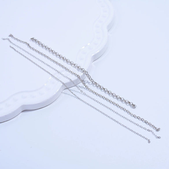 Wholesale 925 Silver Plain Chain Accessories Electroplated For Necklace And Bracelet With Rectangular And Round O Chain Styles
