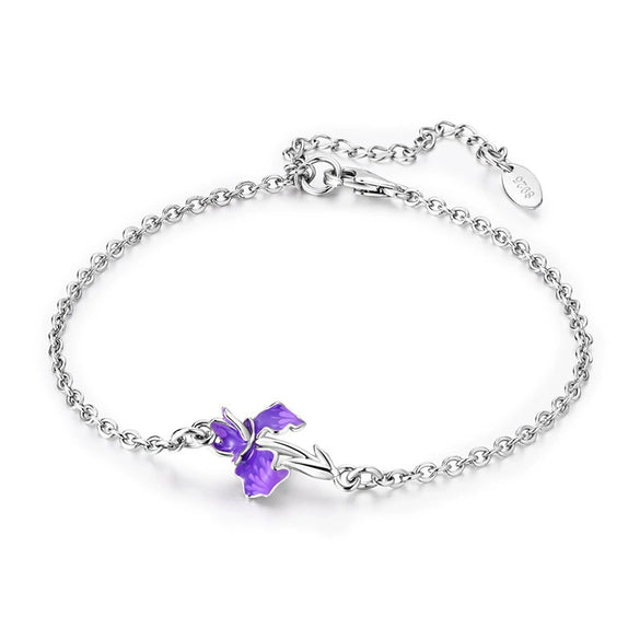 Wholesale 925 Silver Plated Bracelet With Clover And Colorful Feather Original Design Electroplating For Women