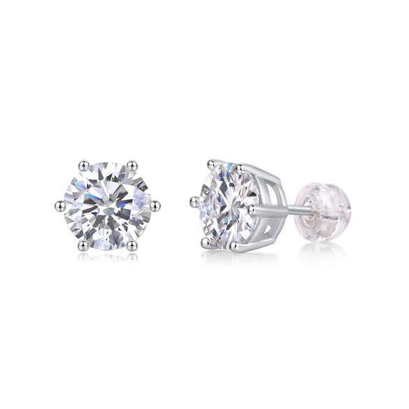 Wholesale Silver Plated Moissanite Inlaid Geometric Style Women's Earrings