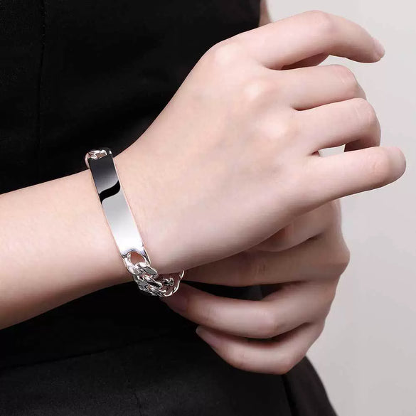 Wholesale Silver Plated Unisex Geometric Pattern Bracelet Made Of Mixed Material