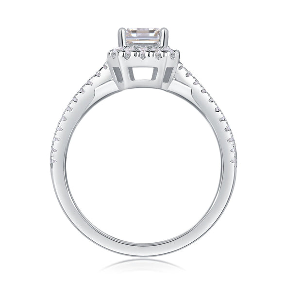 Wholesale 925 Silver Rectangular Moissanite Geometric Trendy Highend Female Ring Set With Diamonds