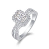 Wholesale 925 Silver Rectangular Moissanite Geometric Trendy Highend Female Ring Set With Diamonds
