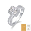 Wholesale 925 Silver Rectangular Moissanite Geometric Trendy Highend Female Ring Set With Diamonds
