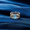 Wholesale Silver Ring Eggshaped Artificial Aquamarine Zircon Simple Geometric Style 925 Sterling Silver Electroplated Women's