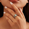 Wholesale Silver Ring Eggshaped Artificial Aquamarine Zircon Simple Geometric Style 925 Sterling Silver Electroplated Women's