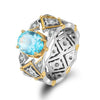 Wholesale Silver Ring Eggshaped Artificial Aquamarine Zircon Simple Geometric Style 925 Sterling Silver Electroplated Women's