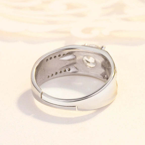 Wholesale Silver Ring Geometric Style Platinum Plated For Men