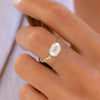 Wholesale Silver Ring Geometric Style S925 Sterling Silver Freshwater Pearl Electroplated