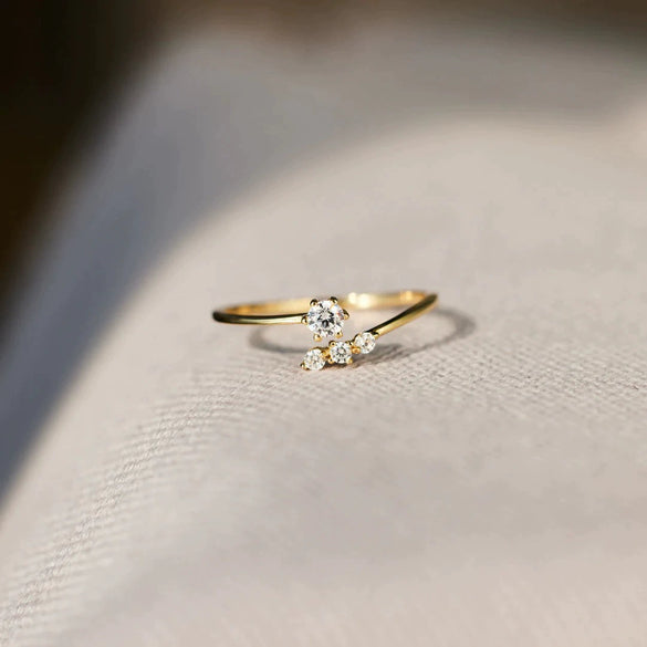 Wholesale Silver Ring Geometric Style 925 Sterling Silver Open Ring With Round Zircon Electroplated