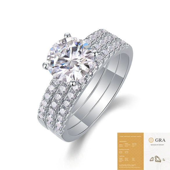 Wholesale 925 Silver Ring Set With Diamonds Geometric Style For Women