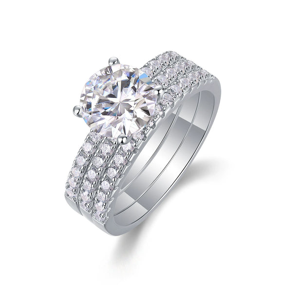 Wholesale 925 Silver Ring Set With Diamonds Geometric Style For Women