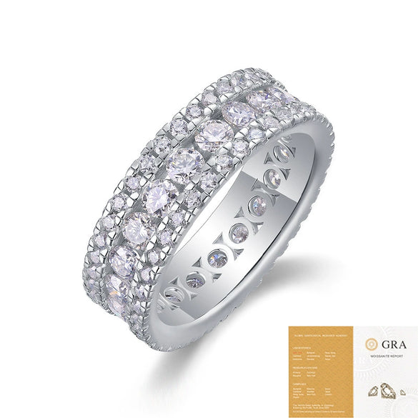 Wholesale Silver Ring Set With Diamonds Geometric Style Moissanite For Women