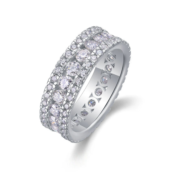 Wholesale Silver Ring Set With Diamonds Geometric Style Moissanite For Women