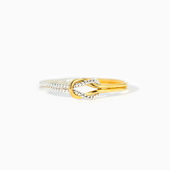 Wholesale Silver Ring With Square Knot Geometric Design And Electroplating For Women