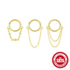 Wholesale 925 Silver Simple Tassel Piercing Earrings And Seamless Ring Zircon Piercing Nose Ring For Women With Geometric Pattern And Electroplating Treatment