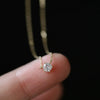 Wholesale Silver 925 Single Diamond Drop Shape Women's Clavicle Necklace Plated With 14K Gold And Cross Chain