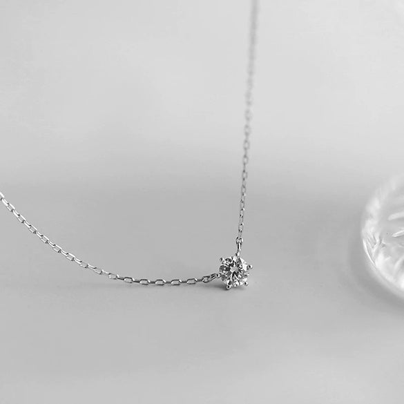 Wholesale Silver 925 Single Diamond Drop Shape Women's Clavicle Necklace Plated With 14K Gold And Cross Chain