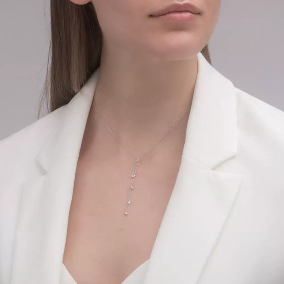 Wholesale 925 Silver Single Zirconium Lady Necklace With Geometric Design And Elegant Style