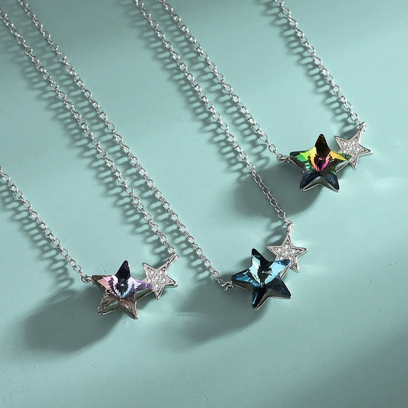 Wholesale Silver Star Necklace Set With Crystals For Women