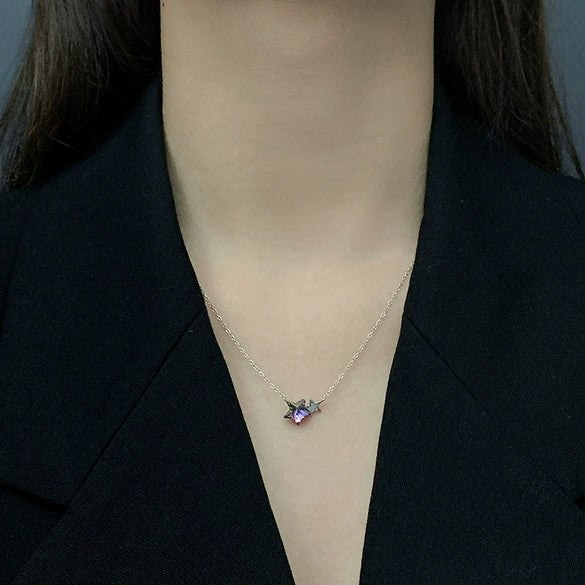 Wholesale Silver Star Necklace Set With Crystals For Women