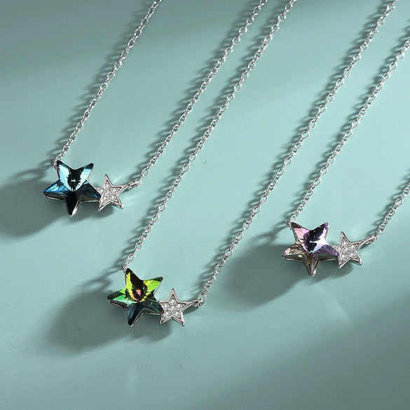 Wholesale Silver Star Necklace Set With Crystals For Women