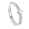 Wholesale 925 Silver Star Pattern Couple's Ring With Diamond Treatment