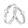 Wholesale 925 Silver Star Pattern Couple's Ring With Diamond Treatment