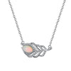 Wholesale Silver 925 Sterling Necklace With Natural Opal Stone 14K Gold Plated Feather And Diamondembedded Hollow Geometric Style Jewelry