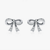 Wholesale Silver Sweet Cool Style Bow Shiny Diamond Earrings For Women With Old Craft