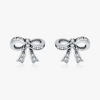 Wholesale Silver Sweet Cool Style Bow Shiny Diamond Earrings For Women With Old Craft