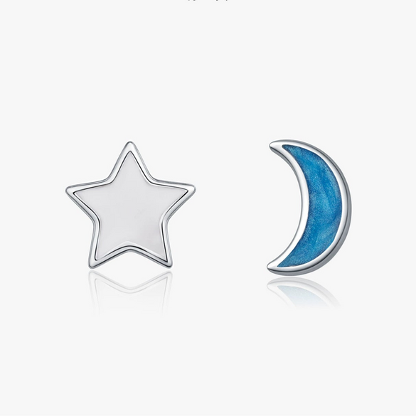Wholesale 925 Silver Sweet Star Shape Asymmetric Enamel Drops Glaze Earrings For Women With Electroplating