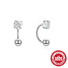 Wholesale 925 Silver U Shaped Zircon Embedded Hook Stud Earrings With Screw Twist Buckle Rhombus Shaped Geometric Style Electroplated For Female Piercing