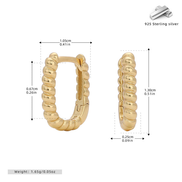 Wholesale Silver Ushape Twist Long Square Earrings Electroplated For Women