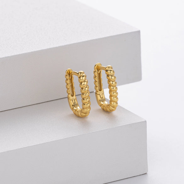 Wholesale Silver Ushape Twist Long Square Earrings Electroplated For Women