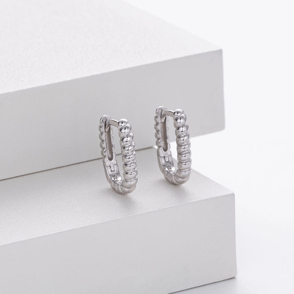 Wholesale Silver Ushape Twist Long Square Earrings Electroplated For Women
