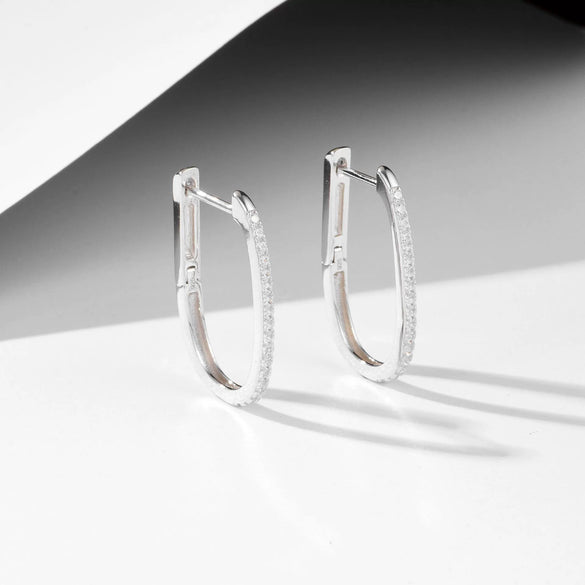 Wholesale Silver 925 Ushaped Diamond Earrings For Women Geometric Style