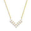 Wholesale 225 Silver Vshaped Women's Light Luxury Necklace With Small Skirt Pendant Inlaid With Square Zircon And Plated With 14K Gold And Chain With Letters Numbers Text Pattern
