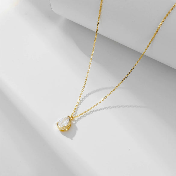 Wholesale Silver Water Drop Zircon Women's Light Luxury Niche Design Pendant Clavicle Chain
