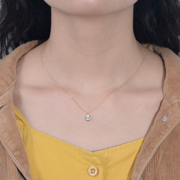 Wholesale Silver Water Drop Zircon Women's Light Luxury Niche Design Pendant Clavicle Chain