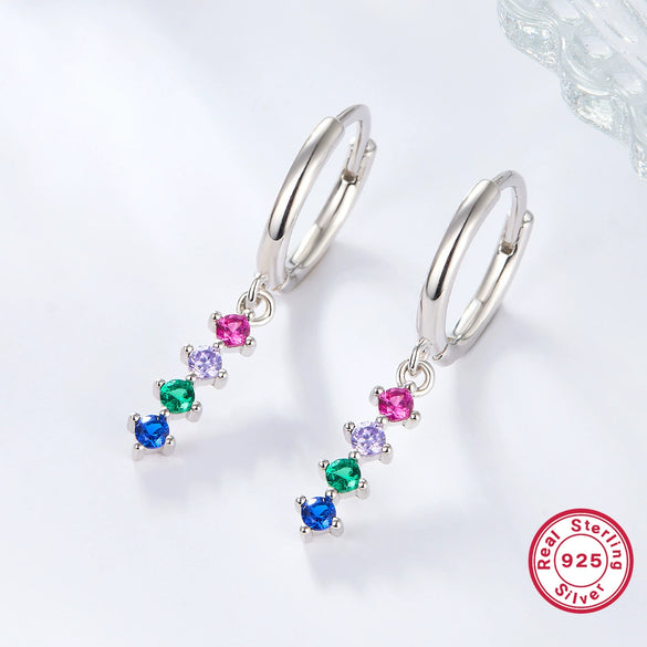 Wholesale 925 Silver Women's Colorful Dopamine Earrings With Geometric Design And Electroplating Process