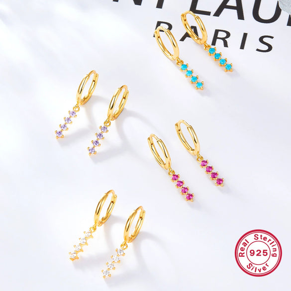 Wholesale 925 Silver Women's Colorful Dopamine Earrings With Geometric Design And Electroplating Process