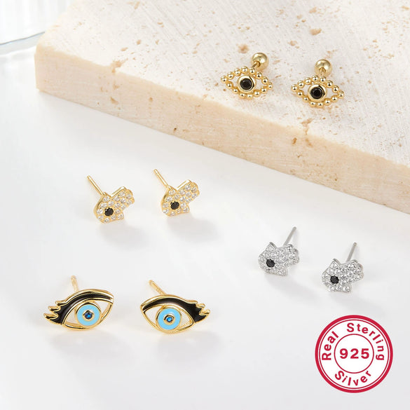 Wholesale 925 Silver Women's Earrings With Devil's Eye Pattern And Electroplating Treatment