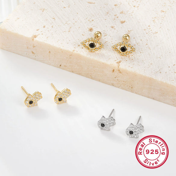 Wholesale 925 Silver Women's Earrings With Devil's Eye Pattern And Electroplating Treatment