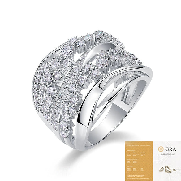 Wholesale 925 Silver Women's Fashion Geometric Ring Set With Diamonds