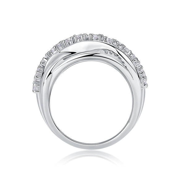 Wholesale 925 Silver Women's Fashion Geometric Ring Set With Diamonds